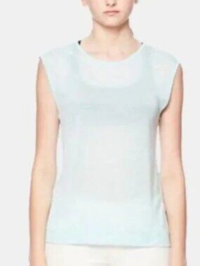 Sheer turquoise blue tencel muscle tee lagenlook artsy coastal summer boho beach